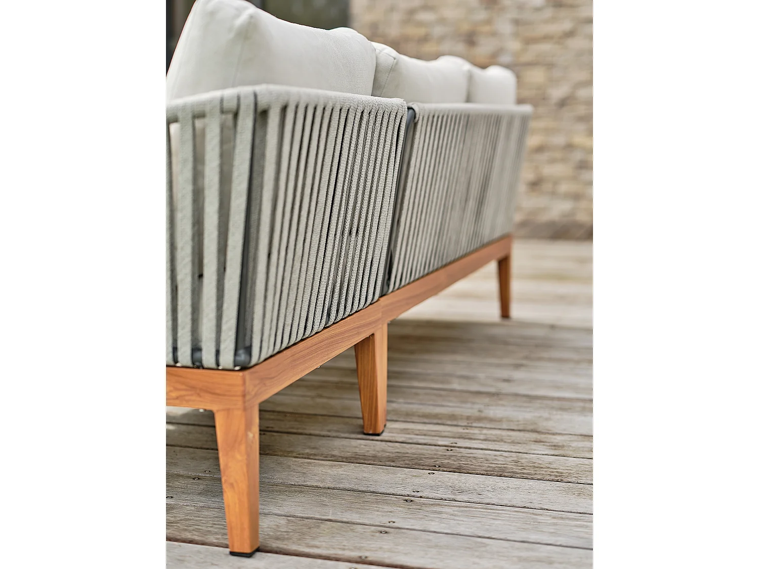Salon bas de jardin 4 places - Effet bois - ALPHI