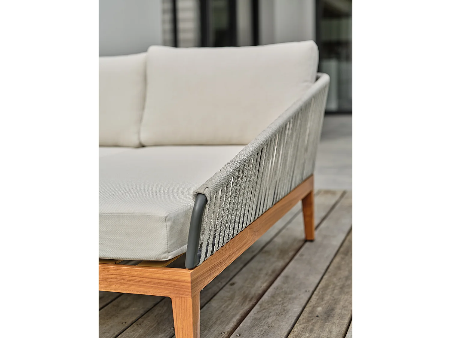 Salon bas de jardin 4 places - Effet bois - ALPHI