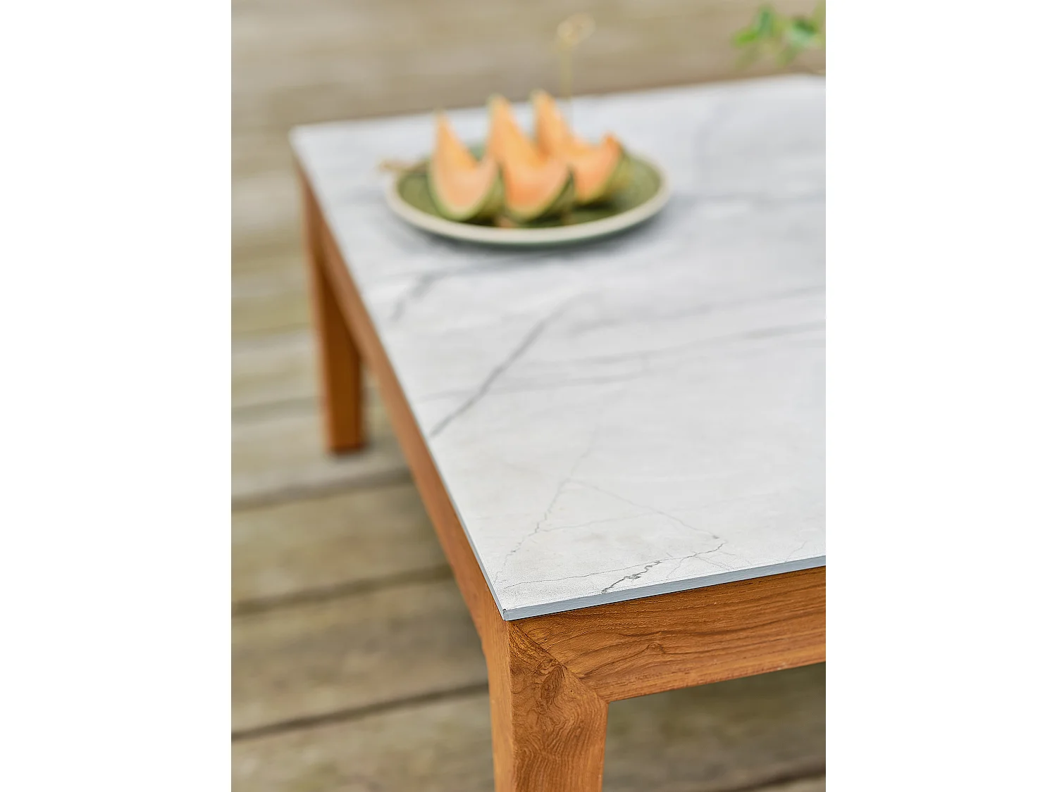 Salon bas de jardin 4 places - Effet bois - ALPHI