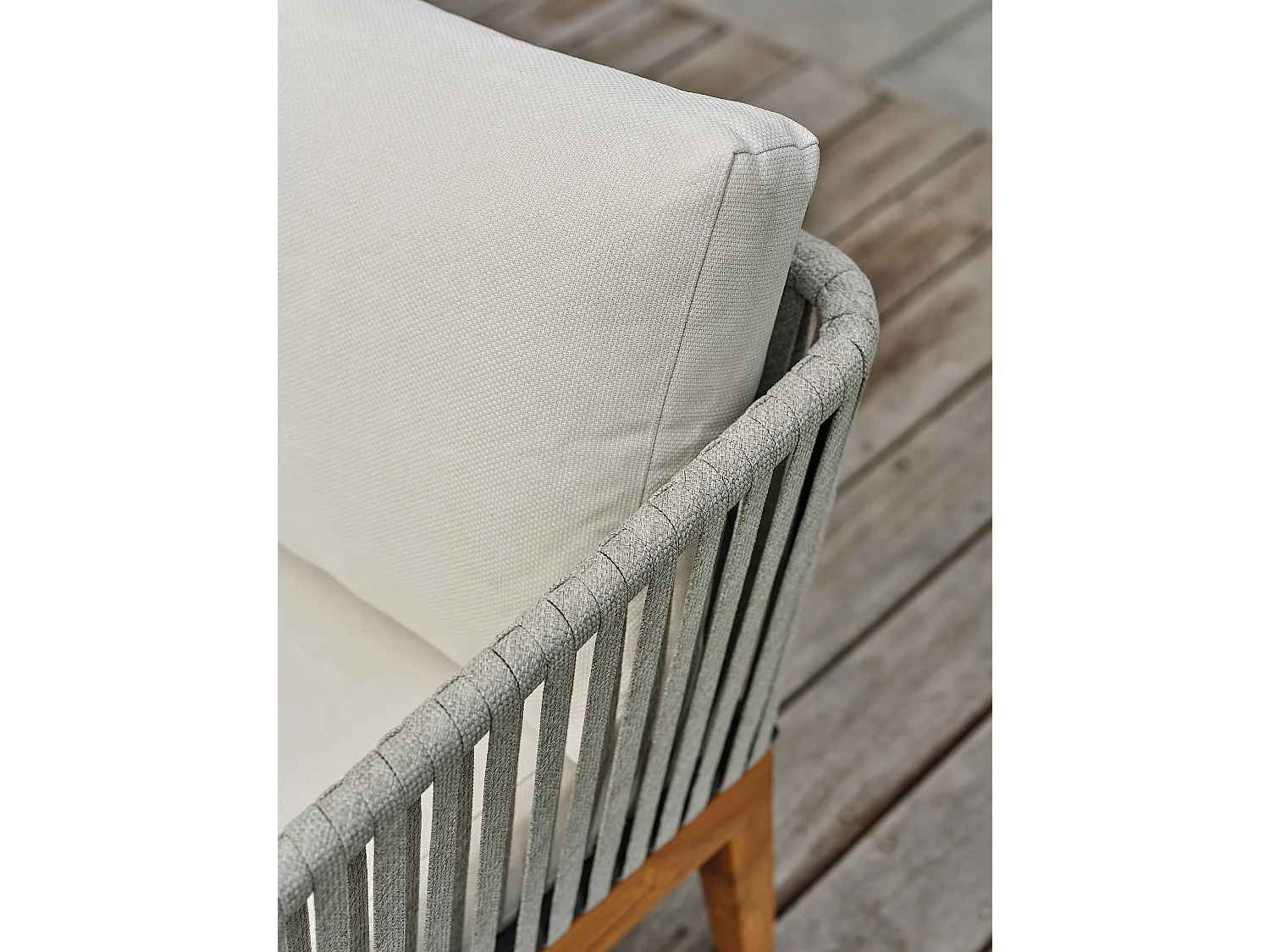 Salon bas de jardin 4 places - Effet bois - ALPHI