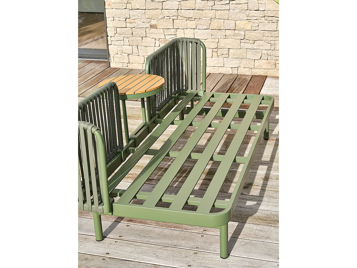 Canapé de jardin 3 places en aluminium - Olive - BARLIA