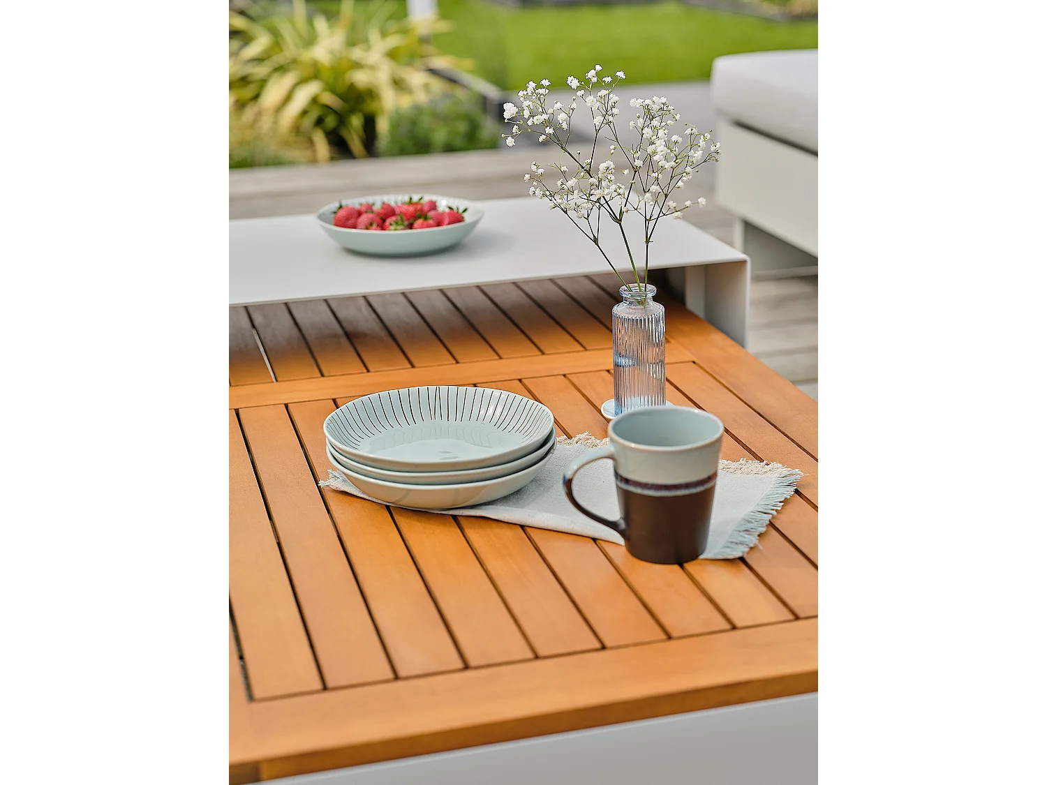 Salon de jardin d'angle 6 places - Gris - MINERA