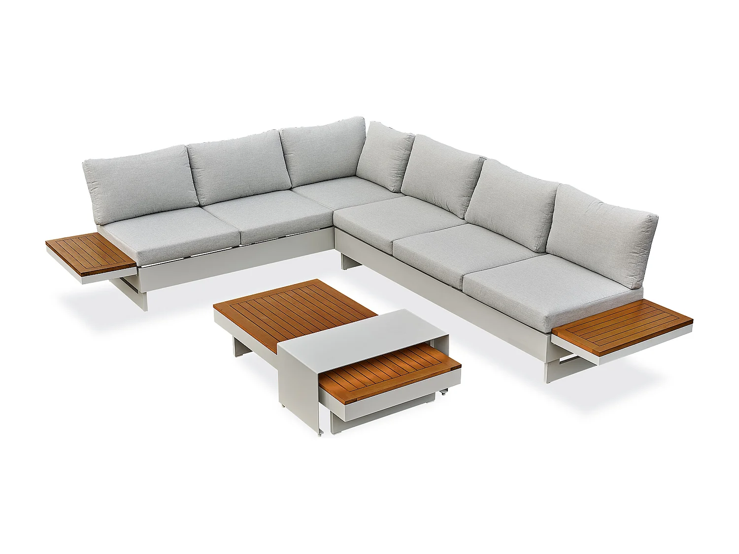 Salon de jardin d'angle 6 places - Gris - MINERA