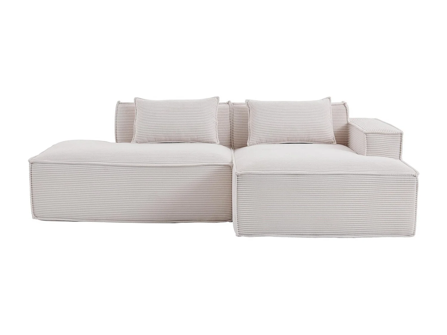 Canapé d'angle modulable 233 cm velours côtelé – Livré compressé, couchage occasionnel – Idéal petit espace