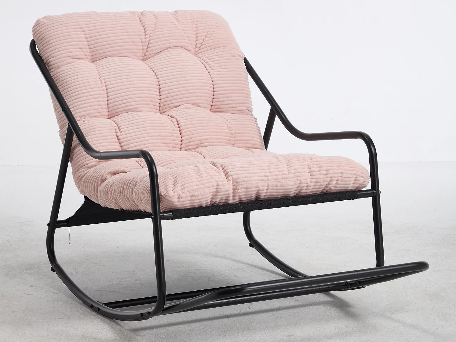 Rocking Chair Relax à Bascule avec Repose-Pieds, Coussin Velours Doux, Structure Acier Durable, Parfait pour Salon, Chambre ou Terrasse