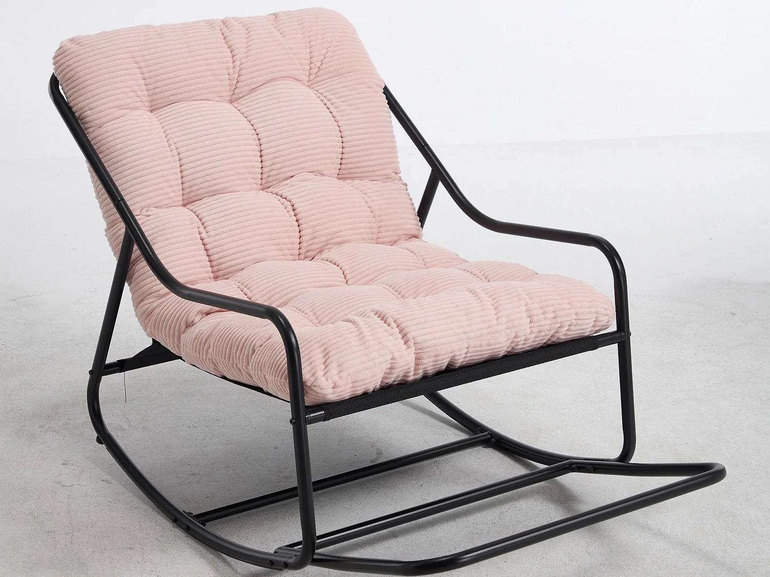 Rocking Chair Relax à Bascule avec Repose-Pieds, Coussin Velours Doux, Structure Acier Durable, Parfait pour Salon, Chambre ou Terrasse