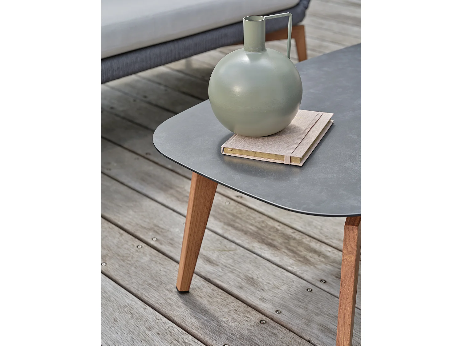 Salon bas de jardin 5 places - Effet bois - MYNTA