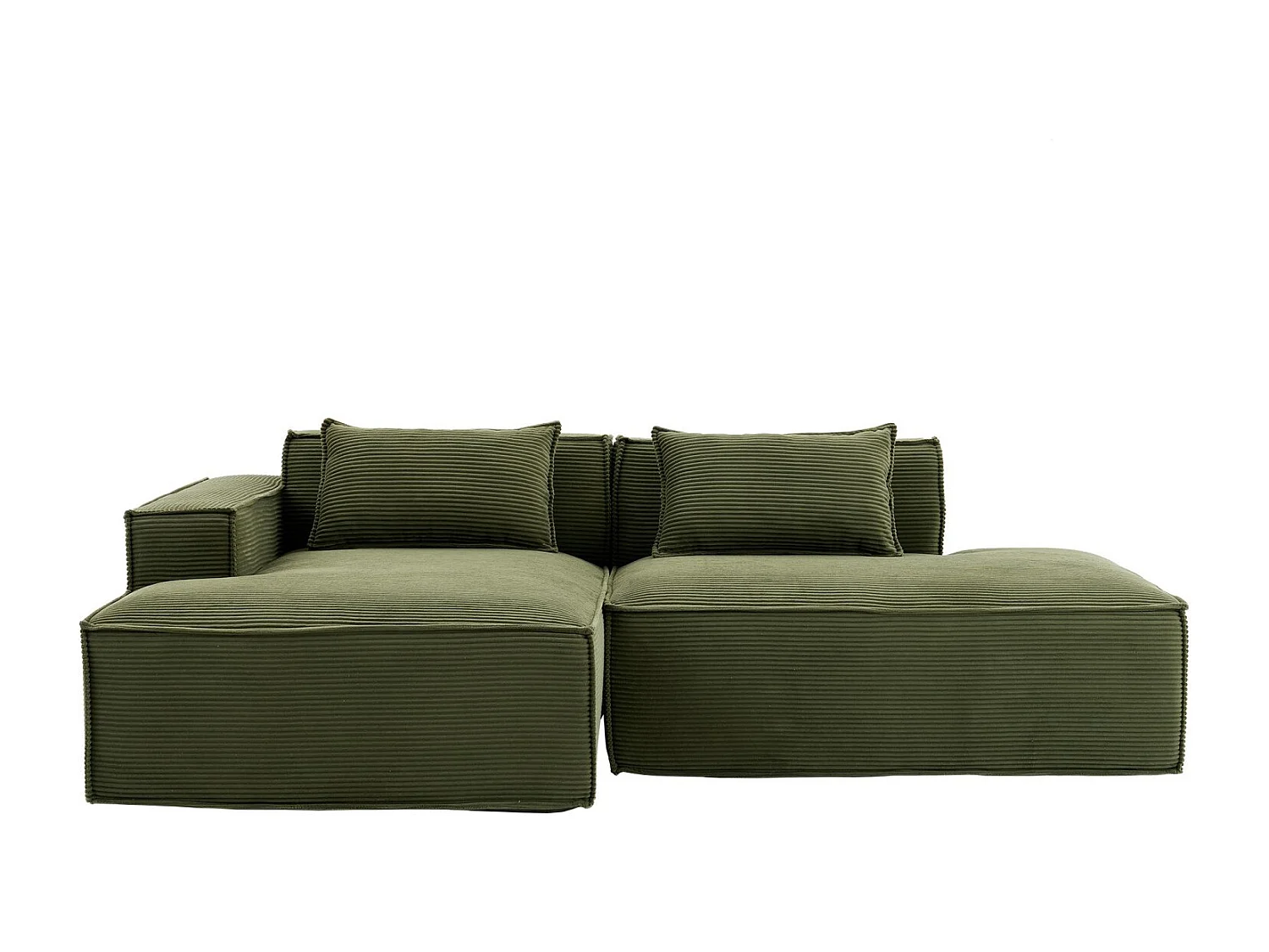 Canapé d'angle modulable 233 cm velours côtelé – Livré compressé, couchage occasionnel – Idéal petit espace