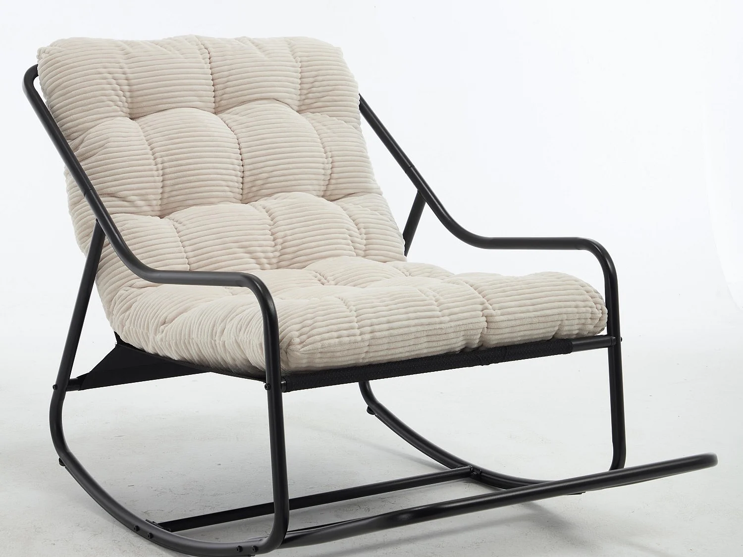 Rocking Chair Relax à Bascule avec Repose-Pieds, Coussin Velours Doux, Structure Acier Durable, Parfait pour Salon, Chambre ou Terrasse