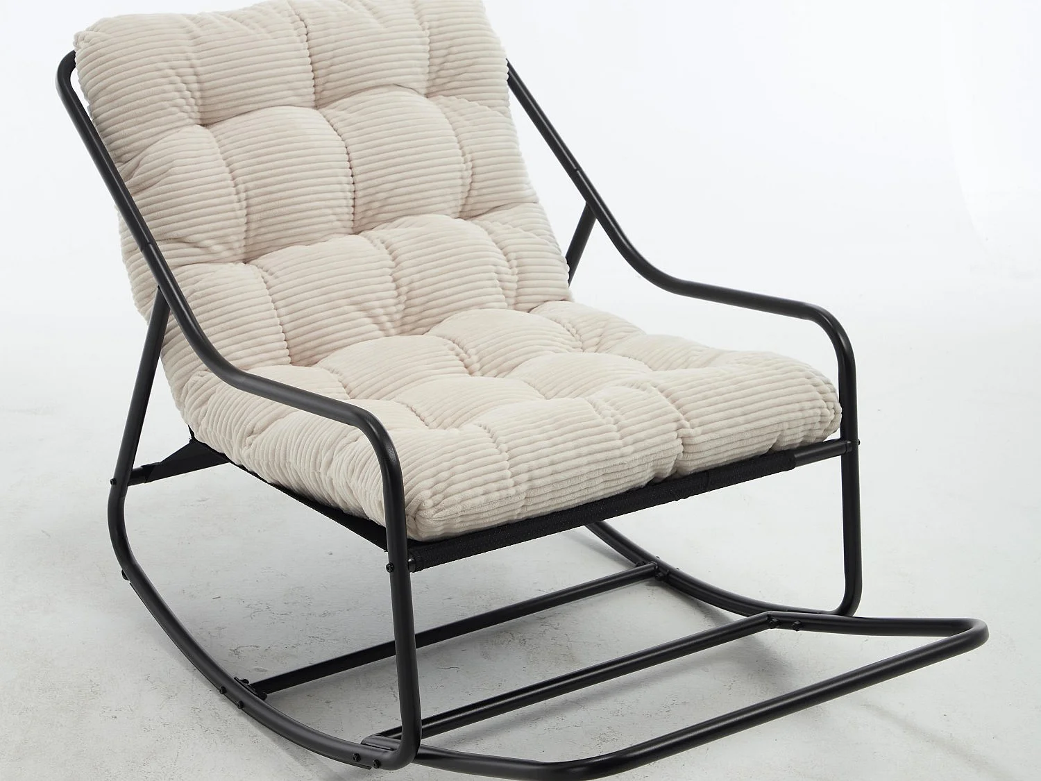 Rocking Chair Relax à Bascule avec Repose-Pieds, Coussin Velours Doux, Structure Acier Durable, Parfait pour Salon, Chambre ou Terrasse