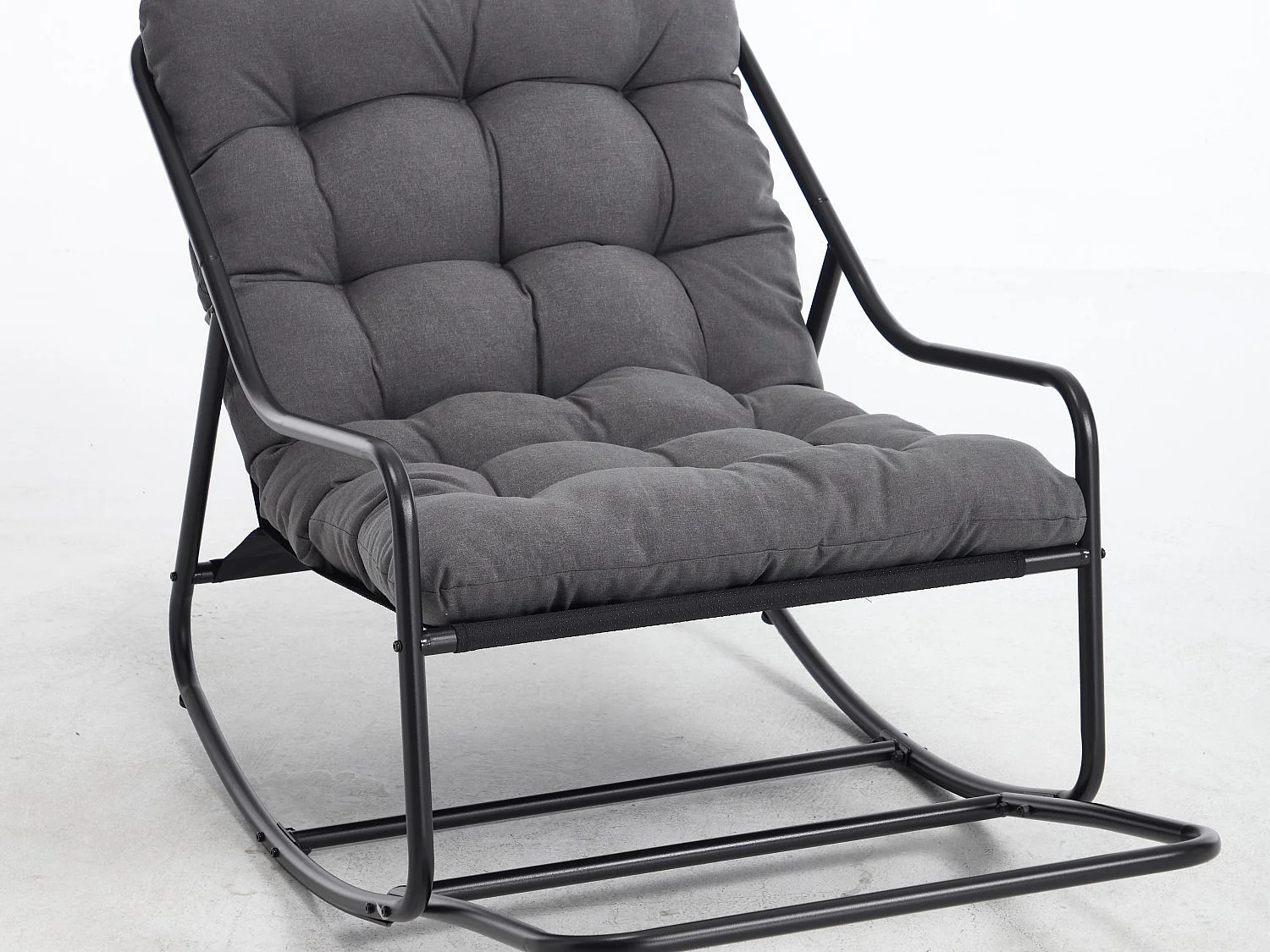 Rocking Chair Relax à Bascule avec Repose-Pieds, Coussin Velours Doux, Structure Acier Durable, Parfait pour Salon, Chambre ou Terrasse