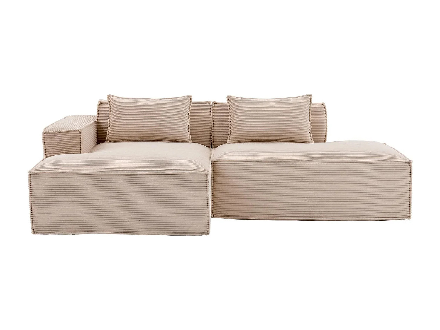 Canapé d'angle modulable 233 cm velours côtelé – Livré compressé, couchage occasionnel – Idéal petit espace