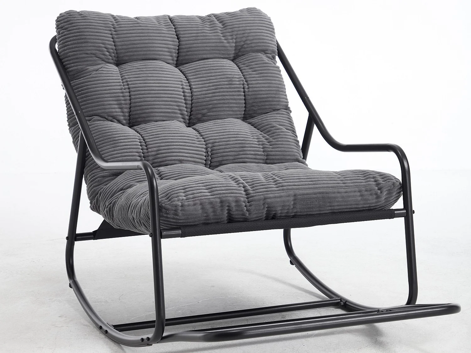 Rocking Chair Relax à Bascule avec Repose-Pieds, Coussin Velours Doux, Structure Acier Durable, Parfait pour Salon, Chambre ou Terrasse