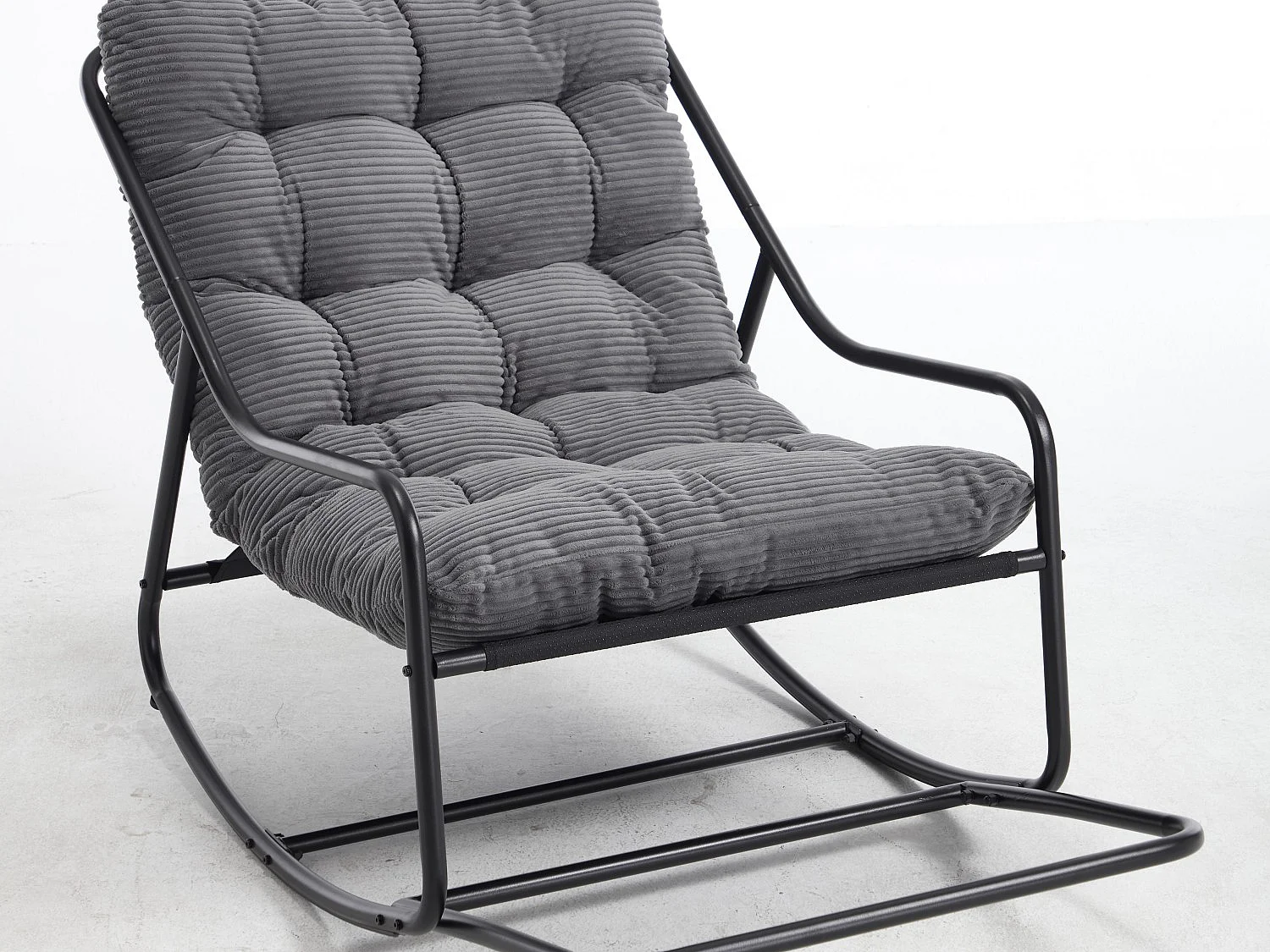 Rocking Chair Relax à Bascule avec Repose-Pieds, Coussin Velours Doux, Structure Acier Durable, Parfait pour Salon, Chambre ou Terrasse