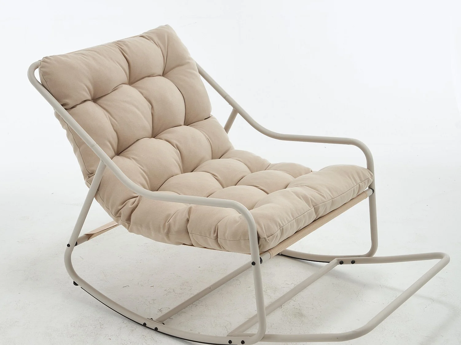 Rocking Chair Relax à Bascule avec Repose-Pieds, Coussin Velours Doux, Structure Acier Durable, Parfait pour Salon, Chambre ou Terrasse