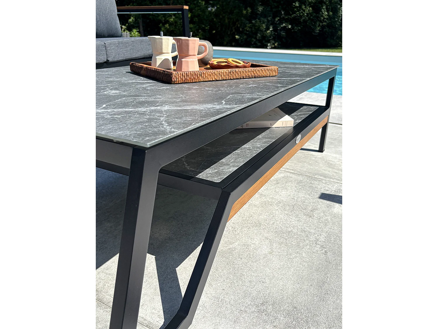 Salon de jardin bas 5 places - Noir - TADEO