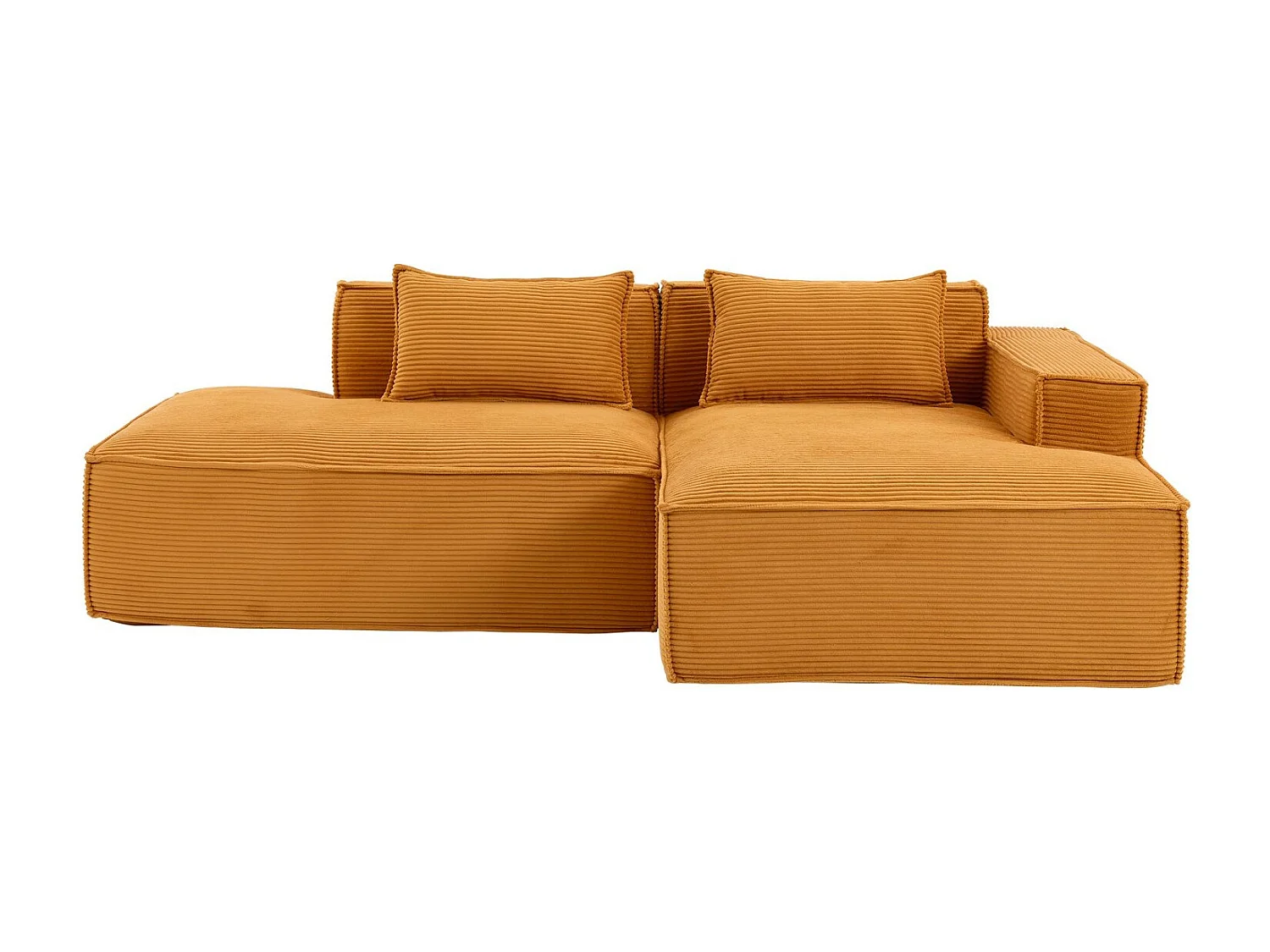 Canapé d'angle modulable 233 cm velours côtelé – Livré compressé, couchage occasionnel – Idéal petit espace