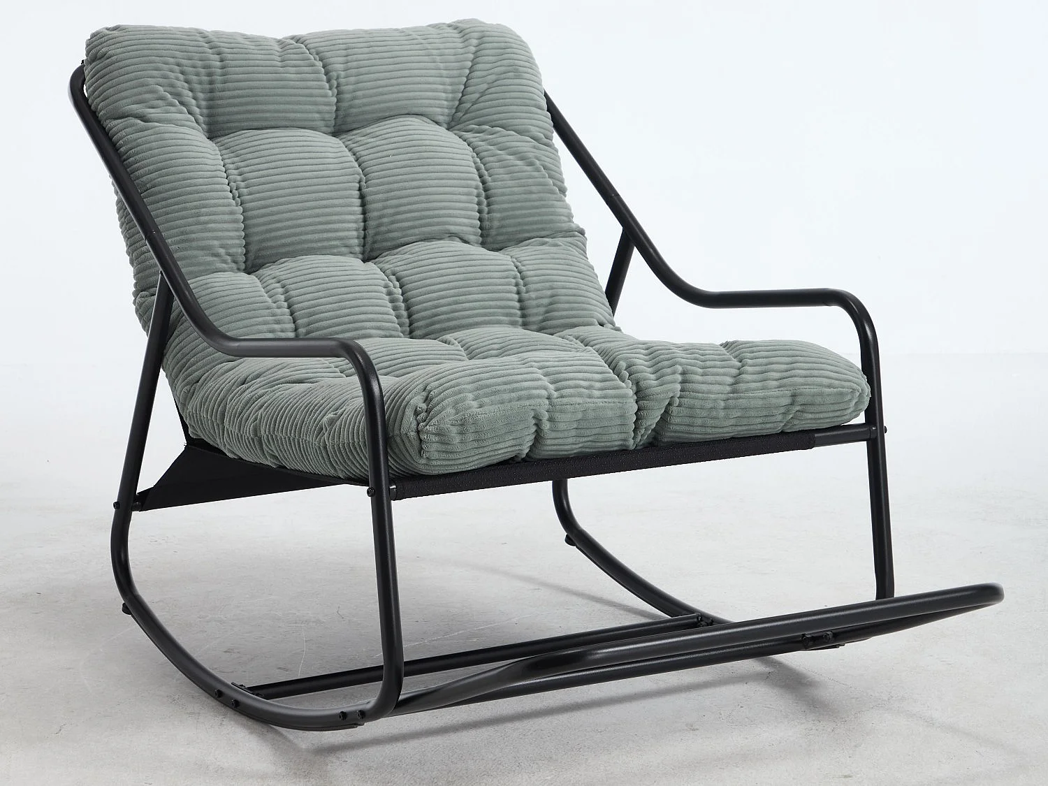 Rocking Chair Relax à Bascule avec Repose-Pieds, Coussin Velours Doux, Structure Acier Durable, Parfait pour Salon, Chambre ou Terrasse