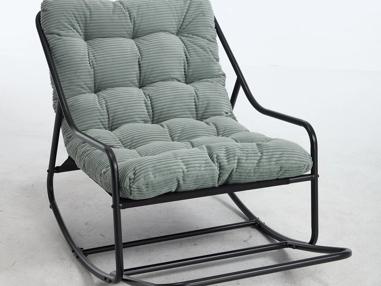 Rocking Chair Relax à Bascule avec Repose-Pieds, Coussin Velours Doux, Structure Acier Durable, Parfait pour Salon, Chambre ou Terrasse