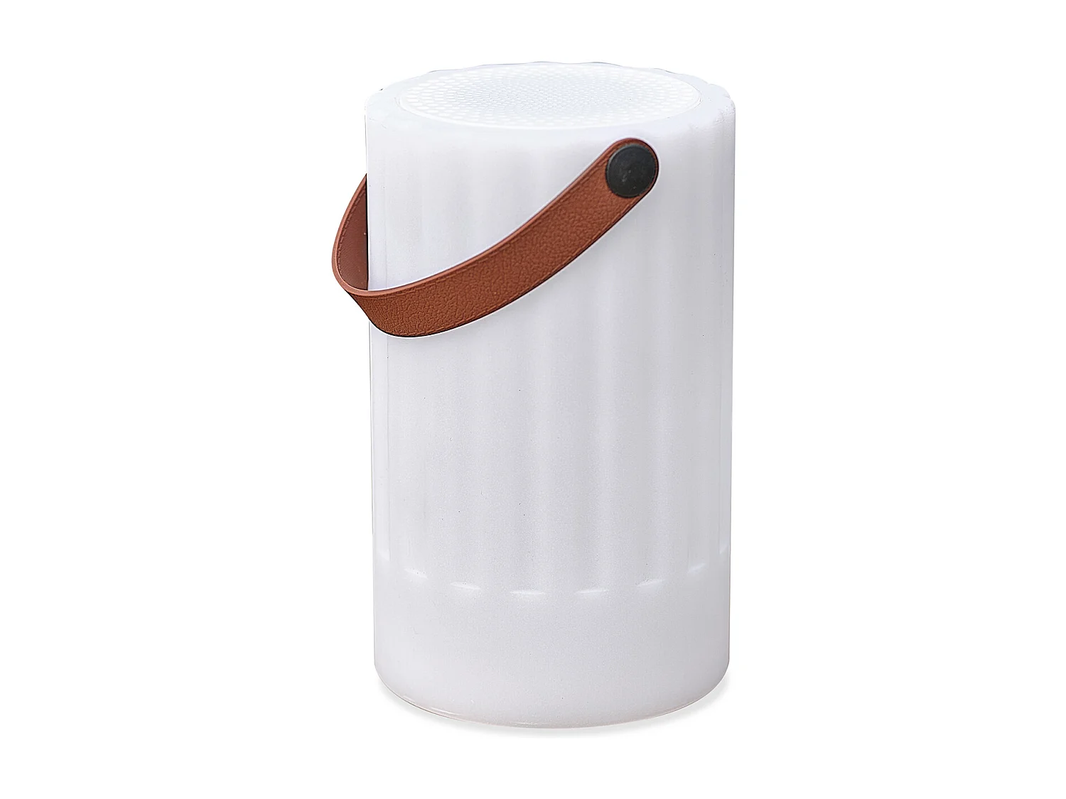 Luminária com altifalante Bluetooth sem fios e alça de couro.