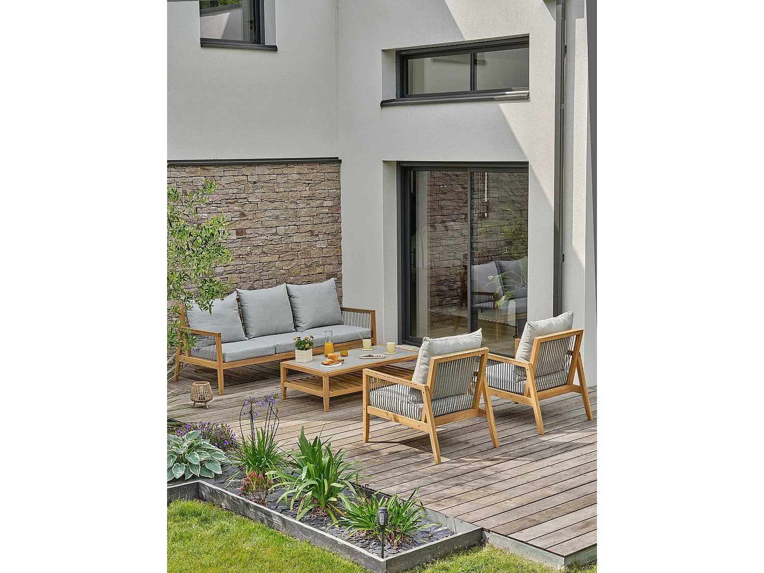 Salon bas de jardin 5 places - Acacia - FUNA