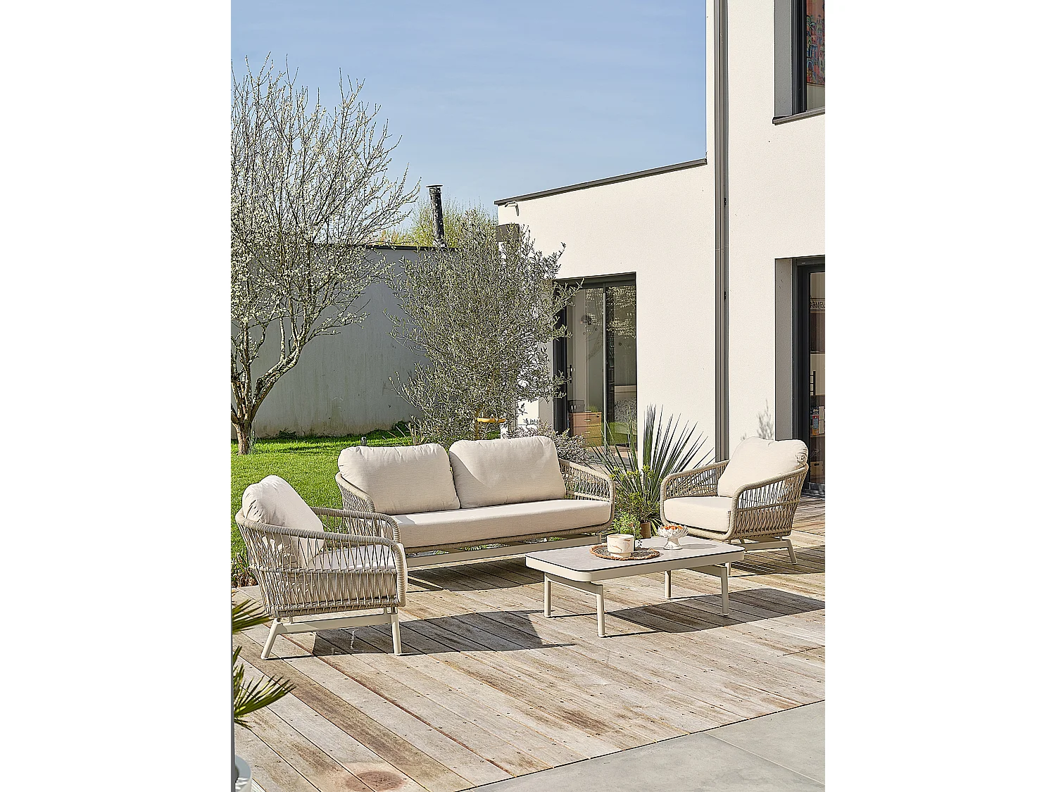 Lage tuinloungeset 5 personen - Greige - DYLIS