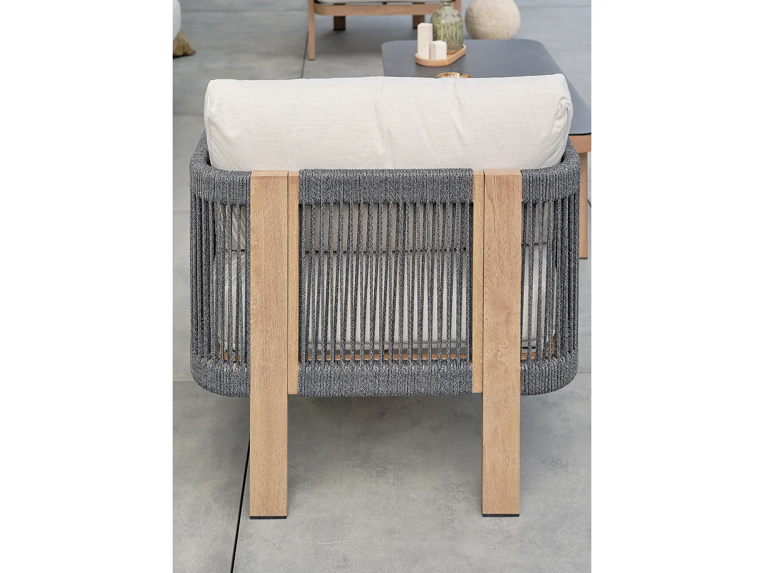 Salon bas de jardin 5 places - Effet bois - JESPAR