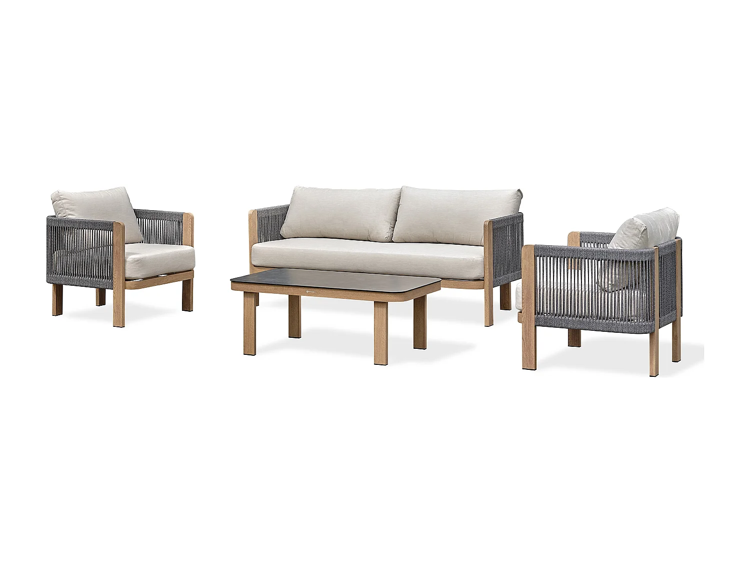 Salon bas de jardin 5 places - Effet bois - JESPAR