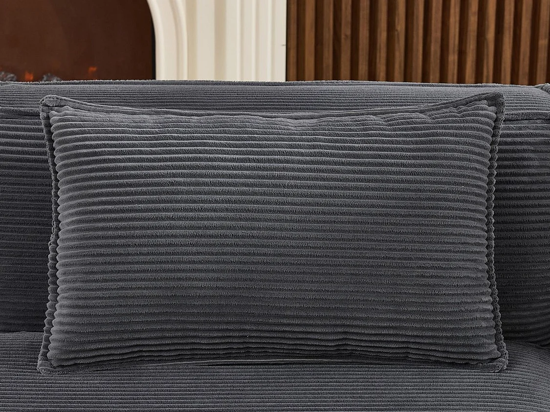 Canapé d'angle modulable 233 cm velours côtelé – Livré compressé, couchage occasionnel – Idéal petit espace