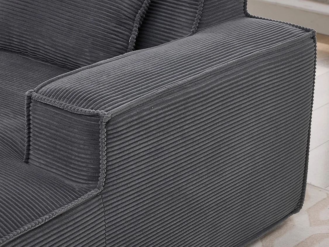 Canapé d'angle modulable 233 cm velours côtelé – Livré compressé, couchage occasionnel – Idéal petit espace