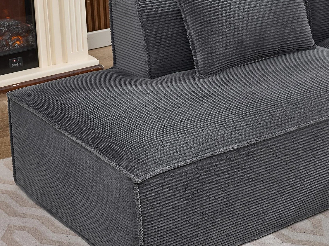 Canapé d'angle modulable 233 cm velours côtelé – Livré compressé, couchage occasionnel – Idéal petit espace