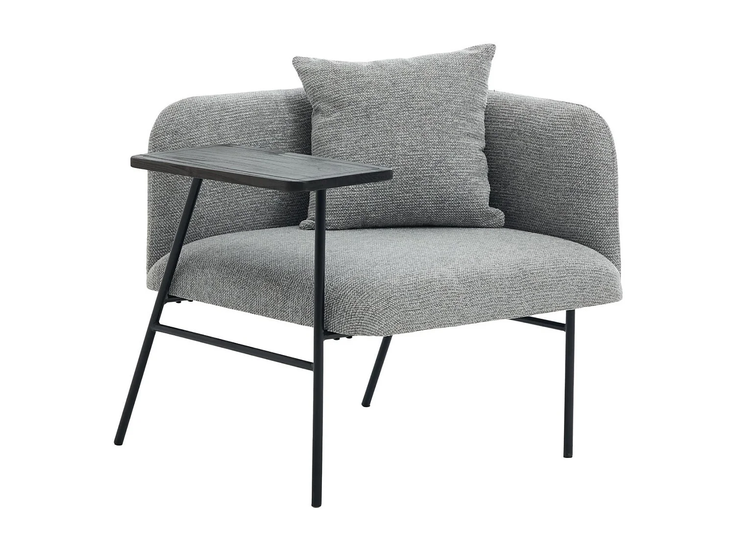 Fauteuil relax 2en1 bureau & détente – table incluse, rangements, tissu Chenille respirant – Gris clair