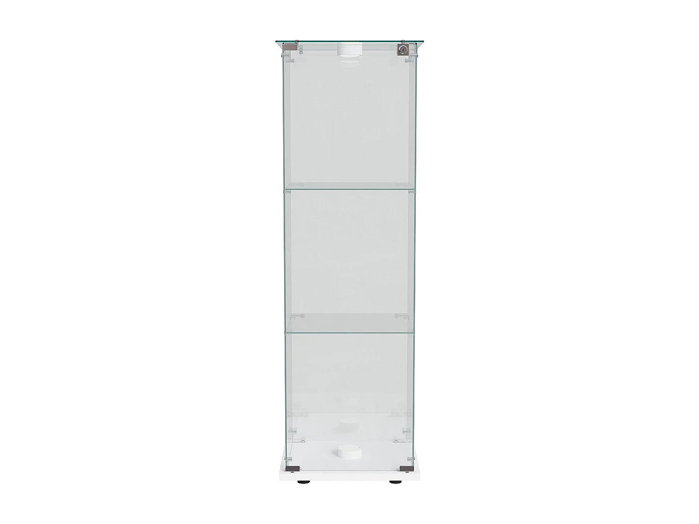 Étui d'affichage 3 couches - avec LED - Verre trempé transparent et base en bois - Plaque de base blanche