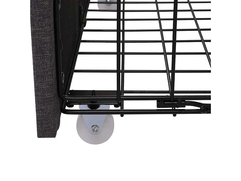 140 x 190 cm Lit rembourré en linge - avec éclairage LED RVB et 2 tiroirs sous-lit et tête de rangement - Gris