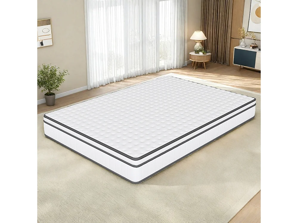 140 x 200 x 25 cm Matras de ressort - Matras hybride de couverture en tissu tricoté respirant d'épaisseur de 25 cm