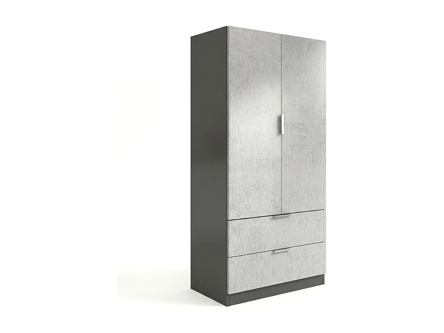 Roupeiro Lark 2 portas 2 gavetas Gris Grafito - Gris Cemento