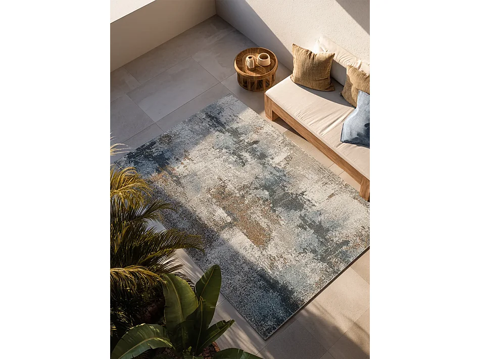 Tapis extérieur - abstrait - bleu / marron - 160 x 230 cm - SALSA
