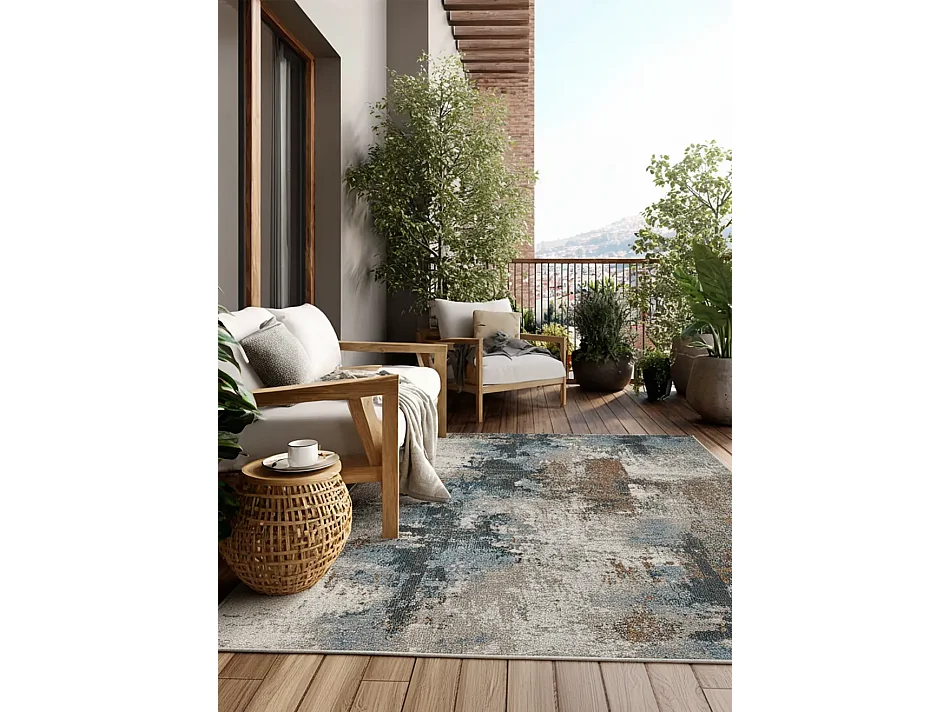 Tapis extérieur - abstrait - bleu / marron - 160 x 230 cm - SALSA