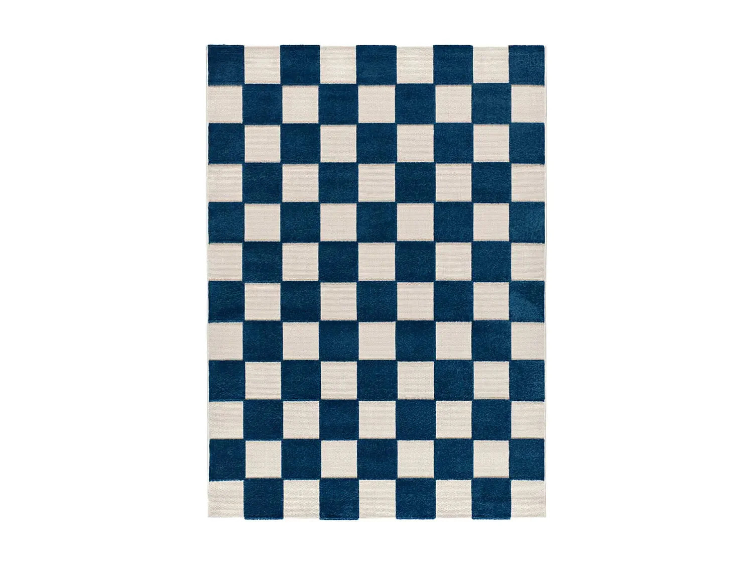 Buitentapijt - geometrisch met reliëf - blauwblauw / wit - 160x230 cm - CUADROS
