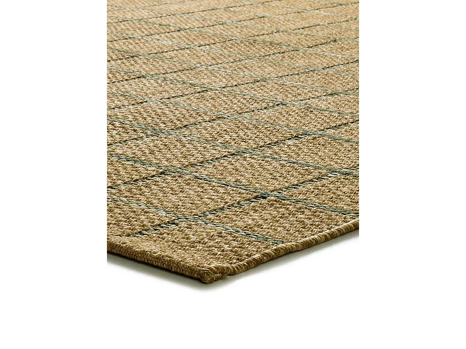 Tapis extérieur - géométrique effet jute - marron / vert - 160 x 230 cm - PERGOLA