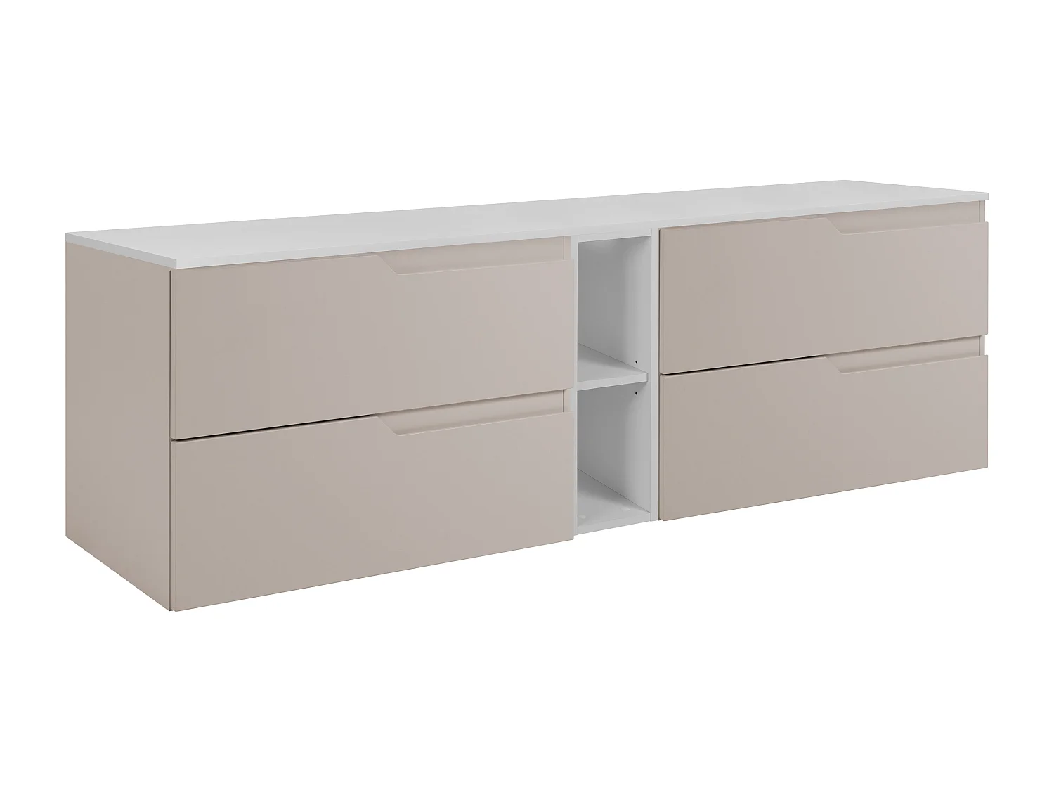 Set di mobili da bagno sotto lavabo, cashmere / bianco, 140 (2 x 60 + 20) x 46 x 58 cm