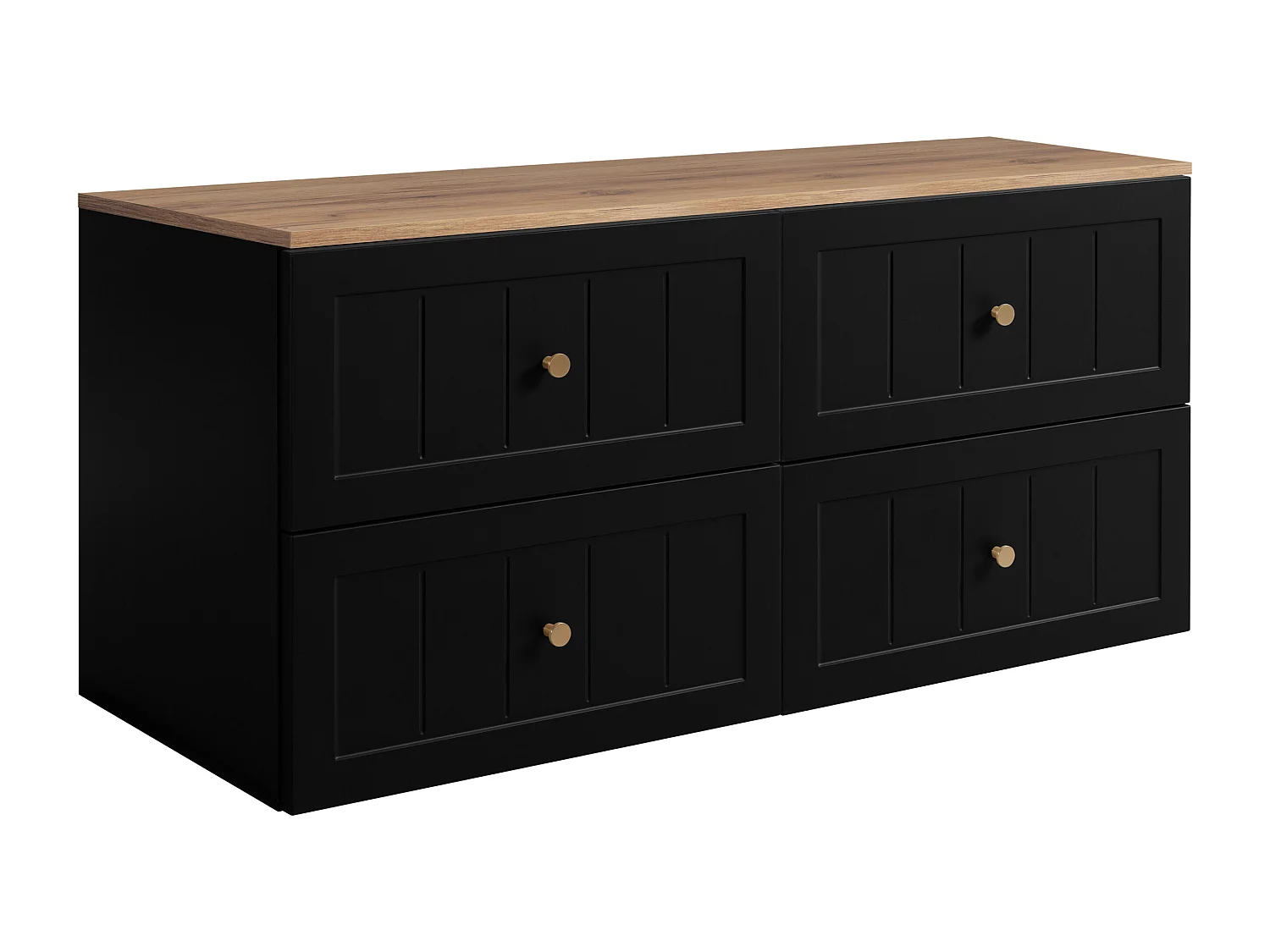 Ensemble de meubles de salle de bain sous vasque, noir / chêne Craft, 20 (2 x 60) x 46 x 58 cm , 3 couleurs de poignées incluses