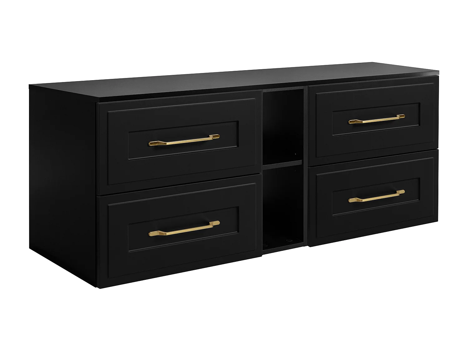 Badezimmer-Unterschrank-Set, Schwarz, 180 (2 x 80 + 20) x 46 x 58 cm, 3 Grifffarben zur Auswahl