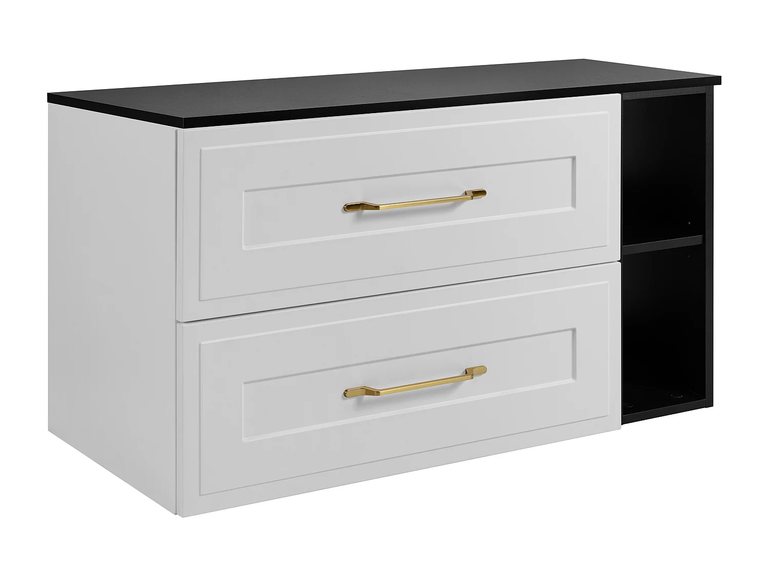 Ensemble de meubles de salle de bain sous vasque, blanc / noir, 100 (80 + 20) x 46 x 58 cm , 3 couleurs de poignées au choix