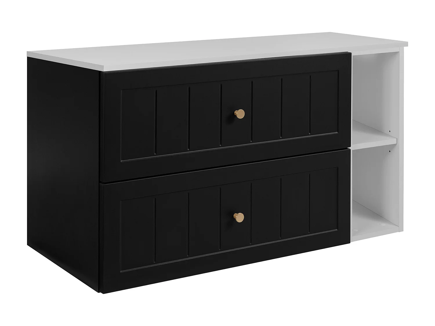Ensemble de meubles de salle de bain sous vasque, noir / blanc, 100 (80 + 20) x 46 x 58 cm , 3 couleurs de poignées incluses