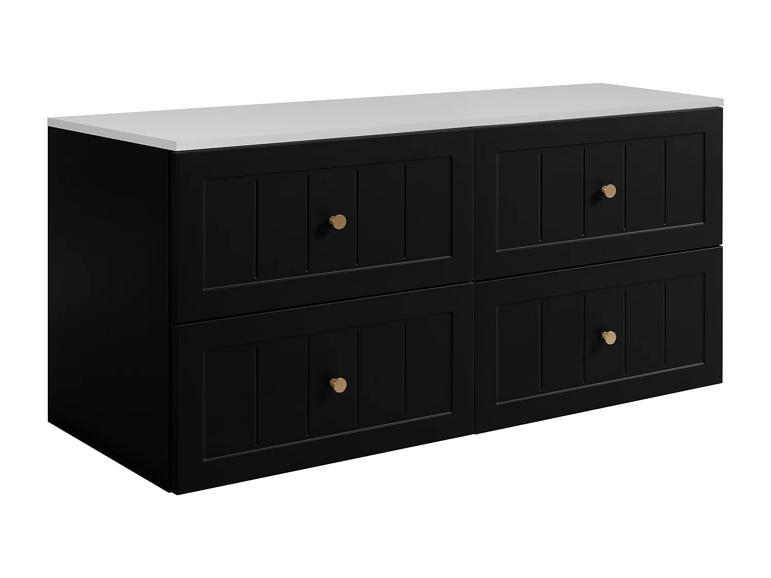 Ensemble de meubles de salle de bain sous vasque, noir / blanc, 160 (2 x 80) x 46 x 58 cm , 3 couleurs de poignées incluses
