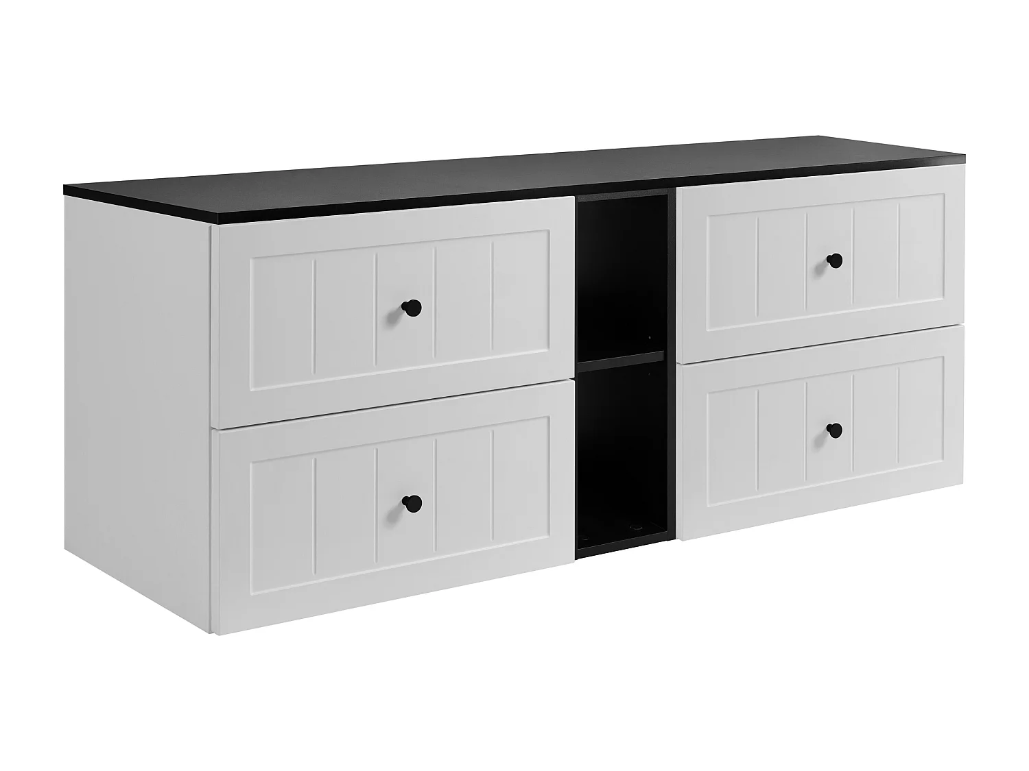 Ensemble de meubles de salle de bain sous vasque, blanc / noir, 180 (2 x 80 + 20) x 46 x 58 cm , 3 couleurs de poignées incluses