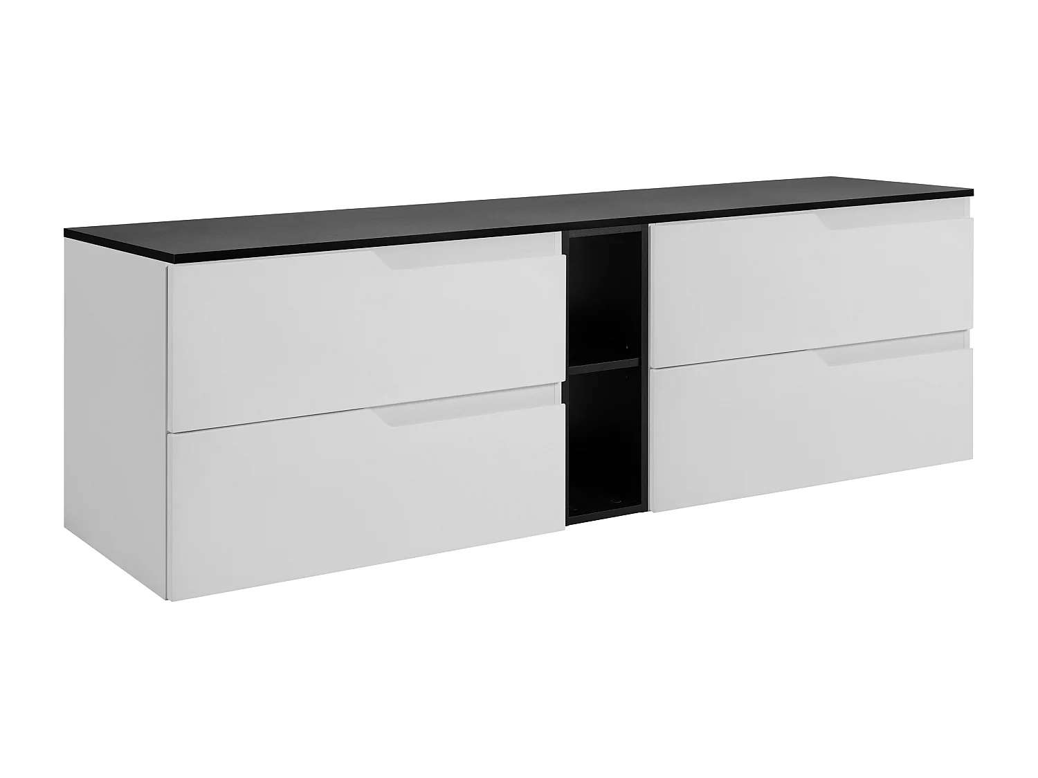 Ensemble de meubles de salle de bain sous vasque, blanc / noir, 180 (2 x 80 + 20) x 46 x 58 cm