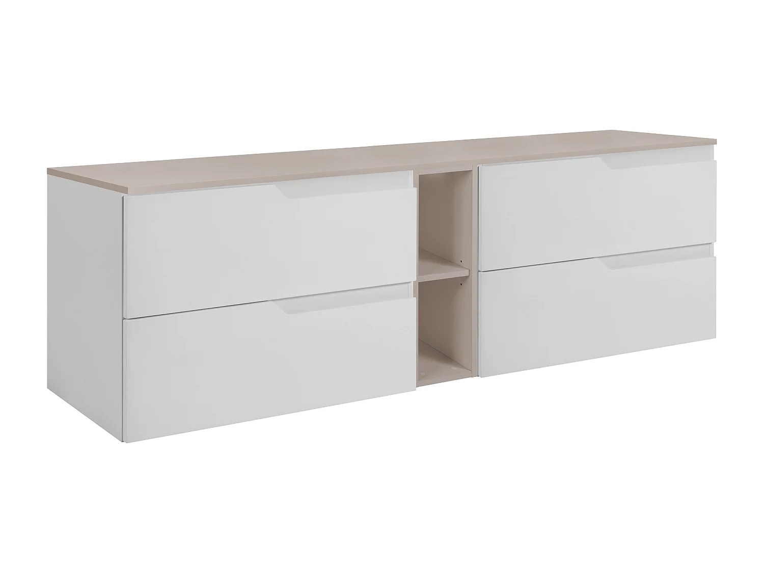 Ensemble de meubles de salle de bain sous vasque, blanc / cachemire, 140 (2 x 60 + 20) x 46 x 58 cm