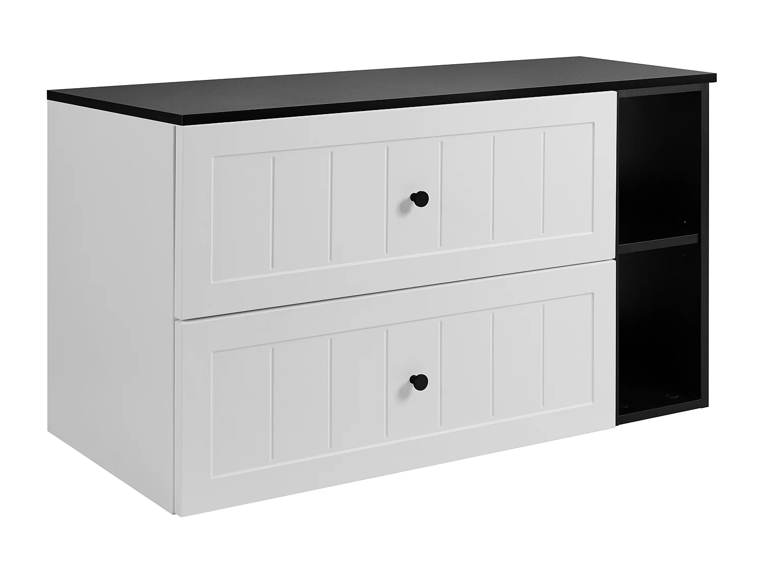Ensemble de meubles de salle de bain sous vasque, blanc / noir, 80 (60 + 20) x 46 x 58 cm , 3 couleurs de poignées incluses